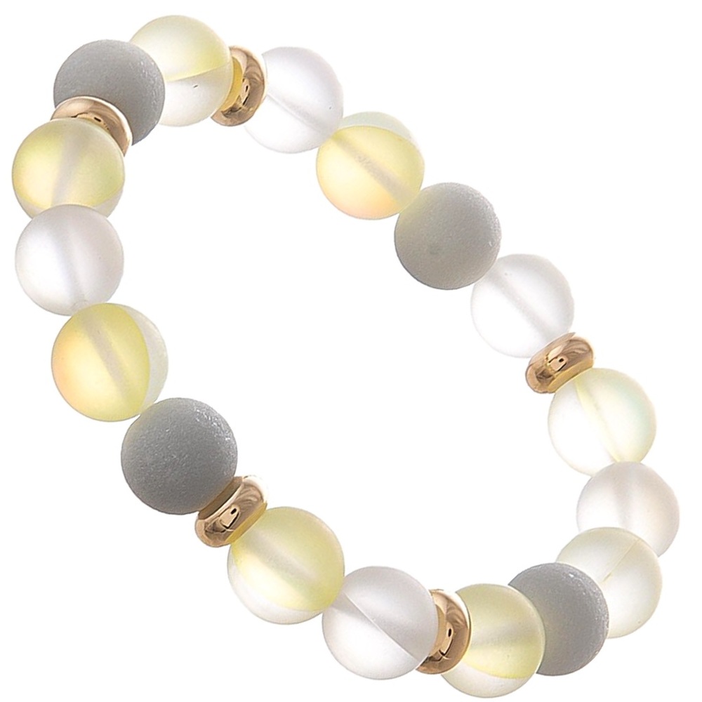 Iridescent Transparent Beaded Stretch Bracelet NWT - Picture 3 of 6